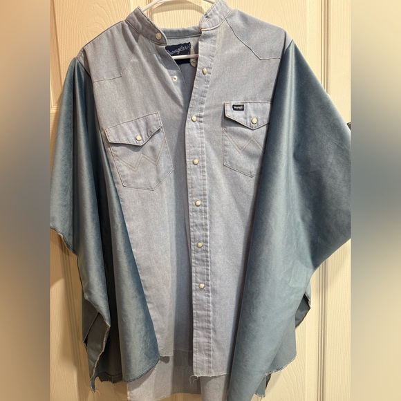 Women’s up-cycled wrangler poncho OSFM - Picture 1 of 3